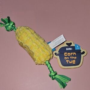 Bark Yellow Corn Dog Toy with Green Rope